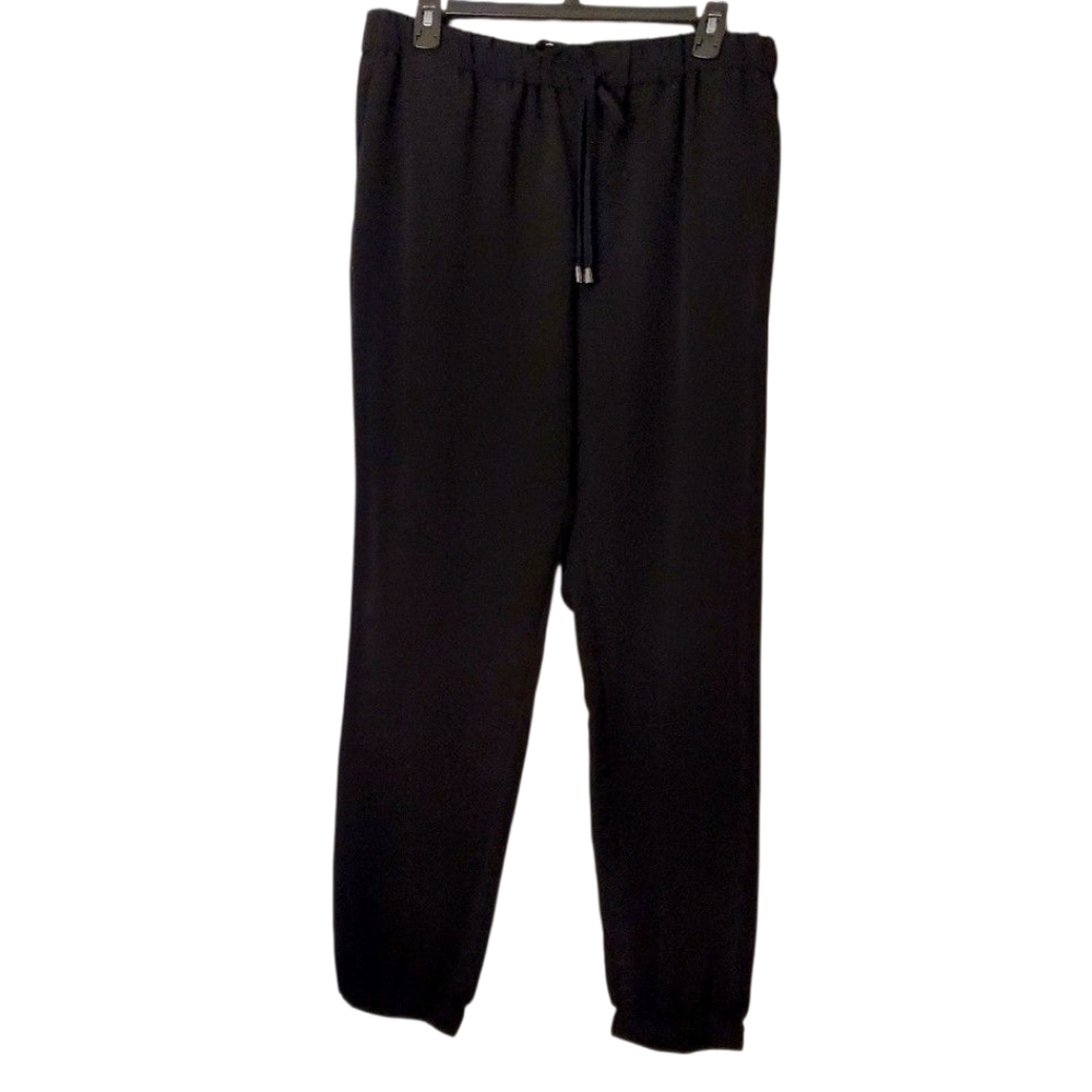 Vince Camuto Womens Black Lounge Joggers Wide Leg Elastic Cuff Drape Pant Size M